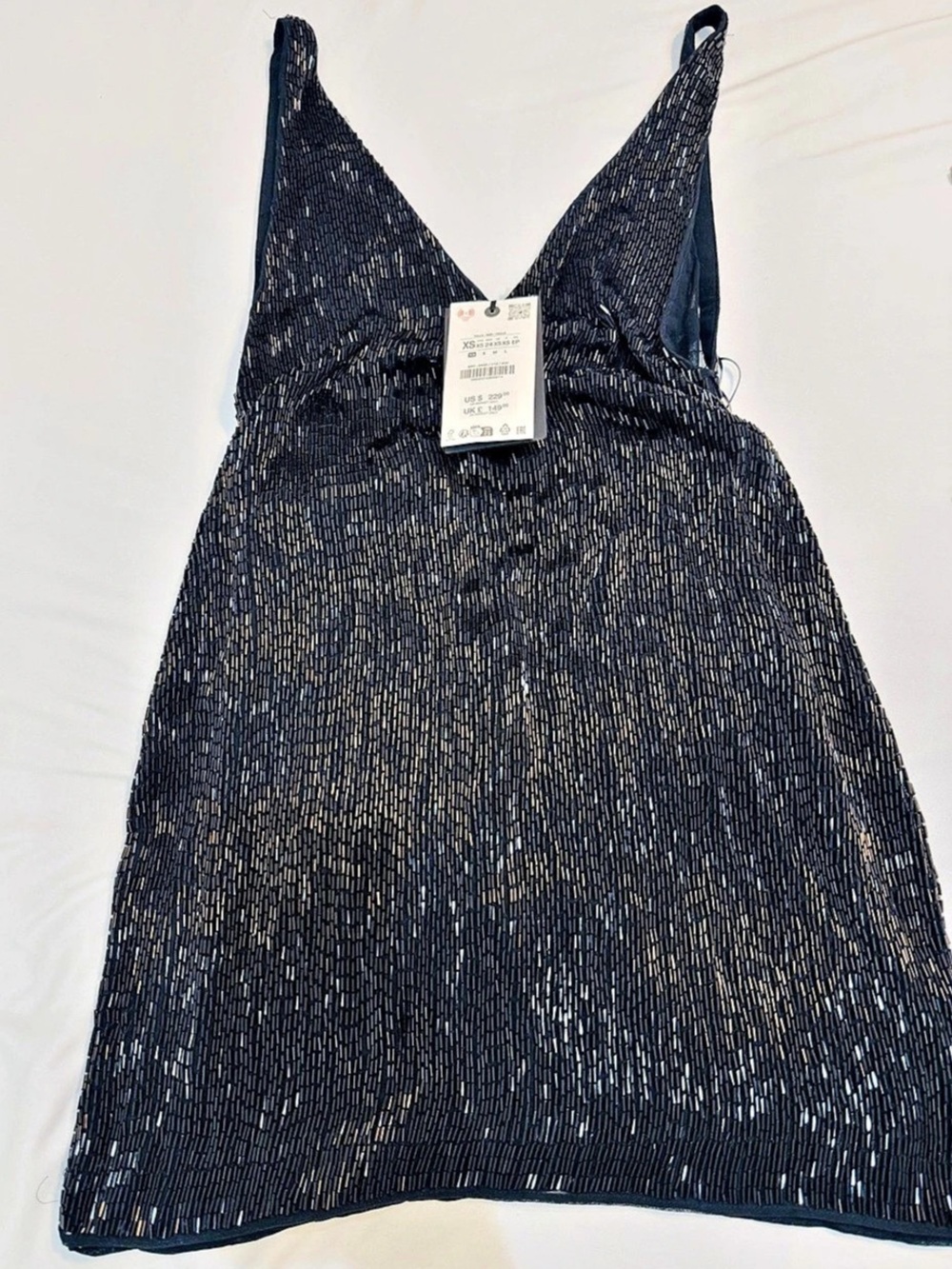 Zara Kate Moss x Zara Short Beaded Dress Black XS